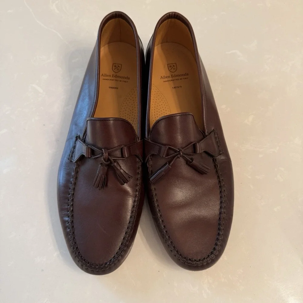 Allen Edmonds Men's Brown Tassel Loafers Size 14 D Made In Italy